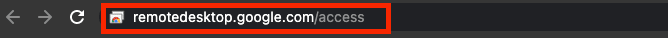 remotedesktop.google.com/accessと入力されたアドレスバー